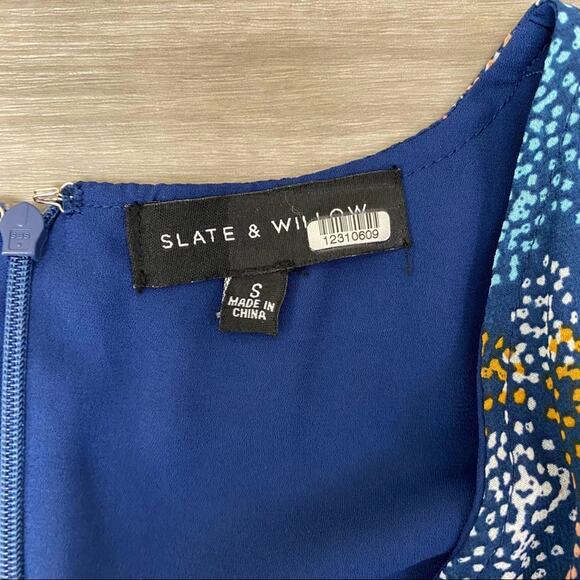 Slate and Willow Printed Dress Ruffle Blue S - Picture 5 of 6